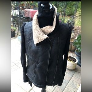 DKNY black jacket with cream Sherpa Sz M